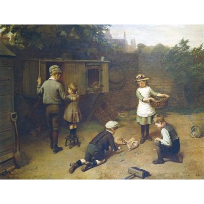 Harry Brooker – Children Feeding Rabbits